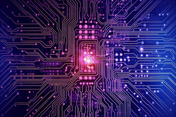 Electric Circuit Pattern Background. Generative AI