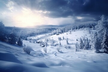 Obraz premium winter landscape background with snow