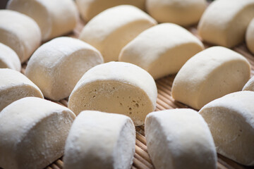 Homemade raw steamed buns or steamed roll
