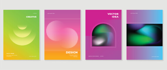 Modern banner design background. Abstract gradient graphic with vibrant gradient mesh, halftone. Aesthetic business cards collection illustration for flyer, brochure, invitation, social media, poster.