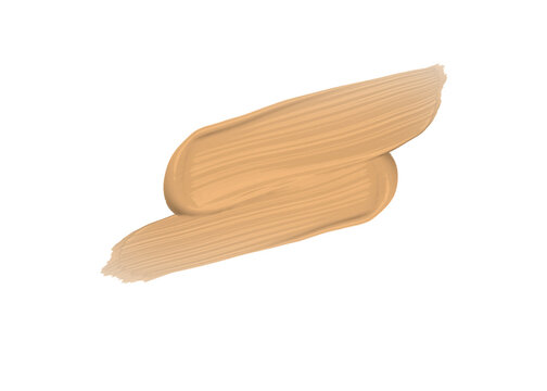 Lipstick smear smudge swatch isolated on white background. Cream makeup texture. Bright brown color cosmetic product brush stroke swipe sample artwork