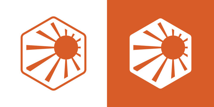 logo design abstract sunset in hexagon icon vector illustration