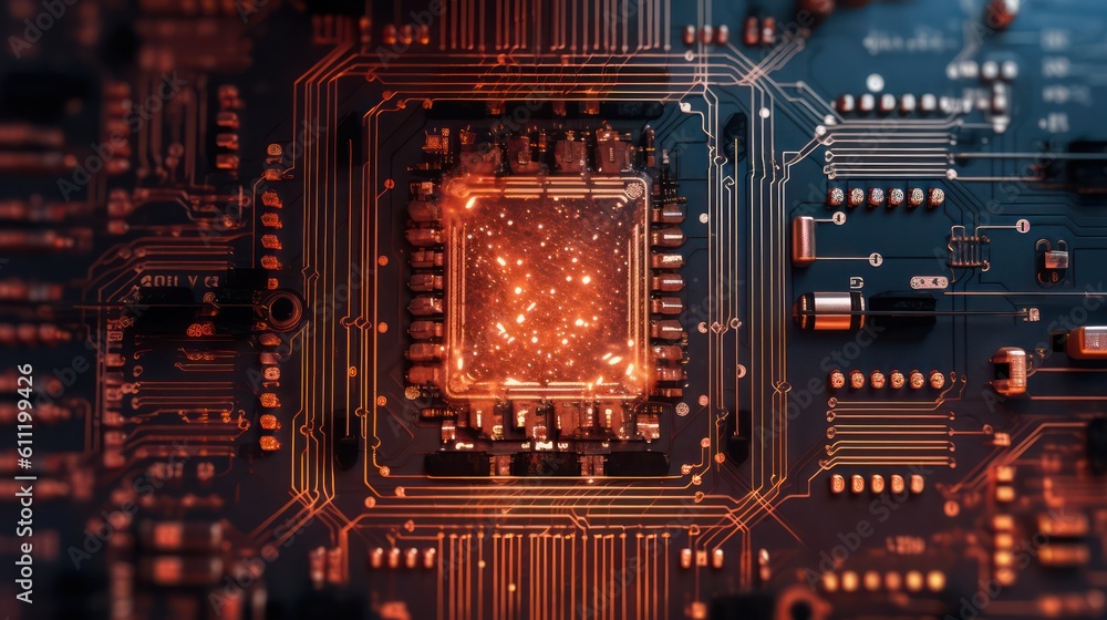 Aufkleber circuit board. electronic computer hardware technology. motherboard digital chip. ai generated 3d im