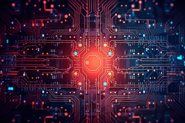 Obraz premium Electric Circuit Pattern on a Plain Background. Generative AI