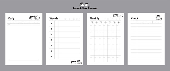 (Sea and Sean) Weekly Daily Monthly Check planner. 