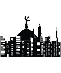 city with mosque icon, vector best flat icon.