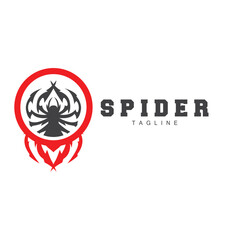 Spider Logo, Insect Animal Vector, Minimalist Design Symbol Illustration Silhouette