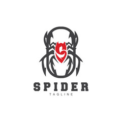 Spider Logo, Insect Animal Vector, Minimalist Design Symbol Illustration Silhouette