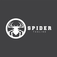 Spider Logo, Insect Animal Vector, Minimalist Design Symbol Illustration Silhouette