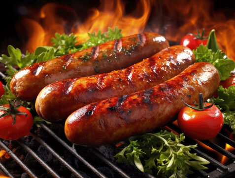 Sausages on the grill