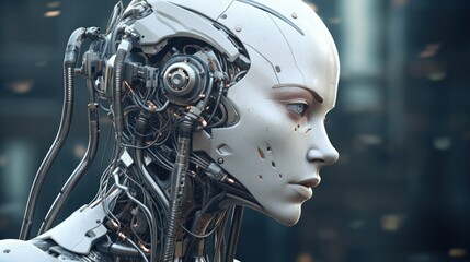 Futuristic robotic cybernetic 3d illustration. Generative AI.