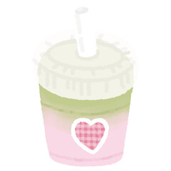 matcha strawberry cute drink