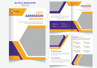 Marketing kids back to school admission creative bifold brochure design or school admission template
