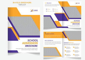 Modern Back to school admission bi-fold brochure template design