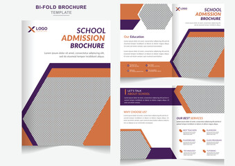 Modern Back to school admission bi-fold brochure template design