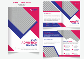 Education bifold brochure design template, creative school admission brochure design presentation template 