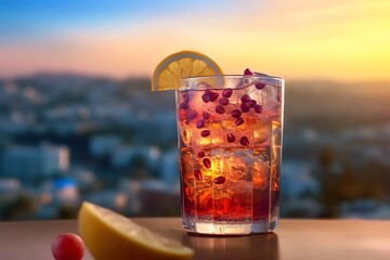 A colorful pomegranate cocktail. generative AI