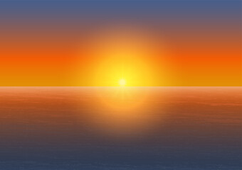 Fototapeta na wymiar Sunset or Sunrise Over the Sea or The Ocean. 