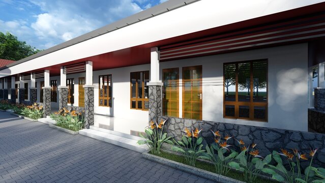 modern traditional house facade design. 3d renders