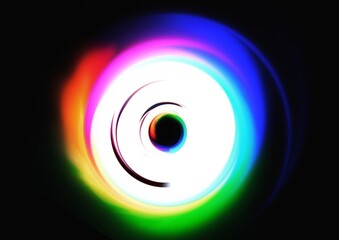 Abstract colorful light swirl and black background