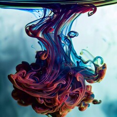 vibrant ink droplet in water 