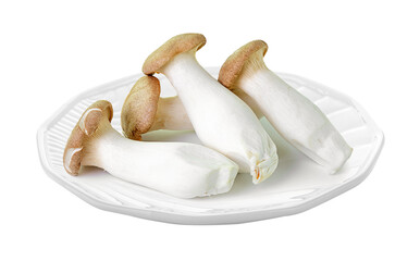 mushrooms in a ceramic plate on transparent png