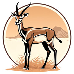 Gazelle in the desert abstract logo illustration isolated - Generative AI