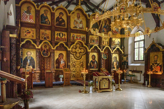 Interior of Orthodox Church of St. Seraphim of Sarov, former Lutheran Church of Raushen. Svetlogorsk. Kaliningrad region. Russia