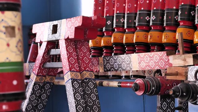 Finished Frames And Wooden Leg Posts For Traditional Charpai. Dolly Shot