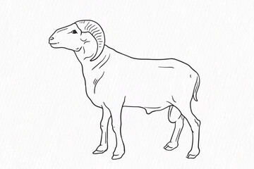 Domestic animal line drawing. Sheep for qurbani outline