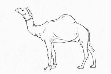 Domestic animal line drawing. Camel for qurbani outline
