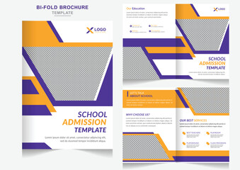 Modern and creative education admission bifold brochure with school admission creative brochure  abstract template