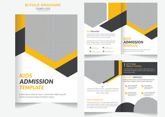 Kids back to school admission bifold brochure design or back-to-school admission brochure template