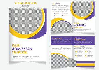 Kids back to school admission bifold brochure design or back-to-school admission brochure template