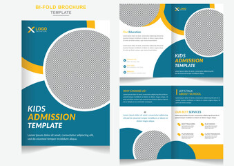 Kids back to school admission bifold brochure design or back-to-school admission brochure template