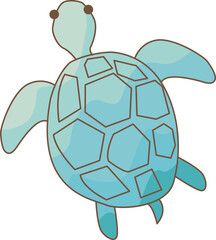 Obraz premium sea turtle cartoon flat design illustration for decoration on marine life and nautical concept.