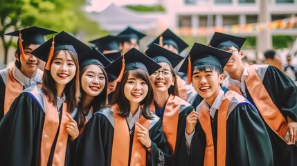 Asian Diversity college students in graduation, Generative AI