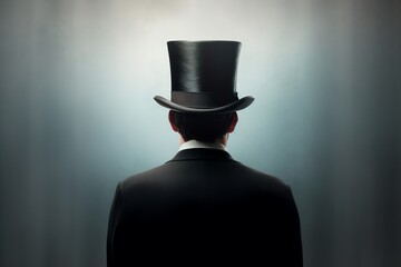 A magician staring at a top hat the emptiness. generative AI