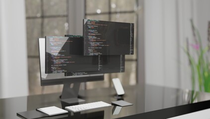  Unleashing Data Insights: Computer with Dynamic Screen Display Illustrating 3D Rendered Animation of Data Analysis Software Application