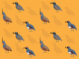 Naklejka premium Bird Quail Cute Cartoon Seamless Wallpaper Background