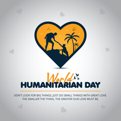 World Humanitarian Day Social Media Post Banner illustrations