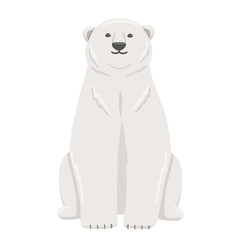 Obraz na płótnie Canvas Adult polar bear sitting. Vector flat cartoon illustration. North animal.