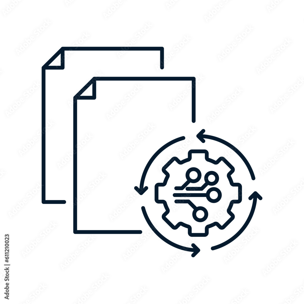 Poster concept electronic, automatic processing of documents. vector icon isolated on white background.