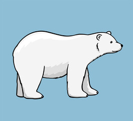 White polar bear. Vector flat cartoon illustration. North animal.