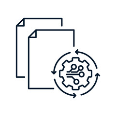 Concept electronic, automatic processing of documents. Vector icon isolated on white background.