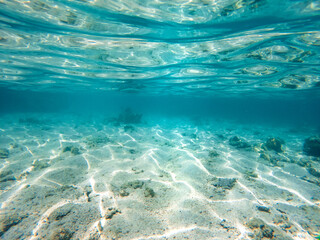 Fototapeta na wymiar Underwater ripple pattern ,Under the sea and beach at Koh Tao