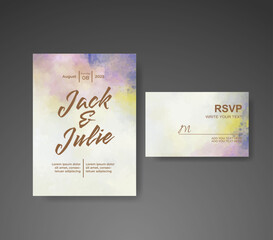 Wedding invitation with abstract watercolor background