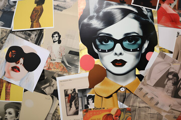 fashion woman collage retro art style, Generative AI