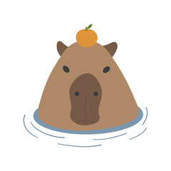 capybara single 2 cute on a white background, vector illustration.
