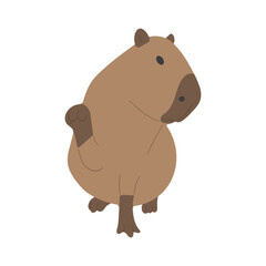 capybara single 3 cute on a white background, vector illustration.